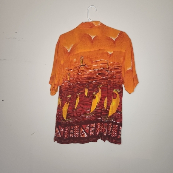 Vintage Presence Sailboat Graphic Button Up Shortsleeved Size Large - Picture 2 of 6